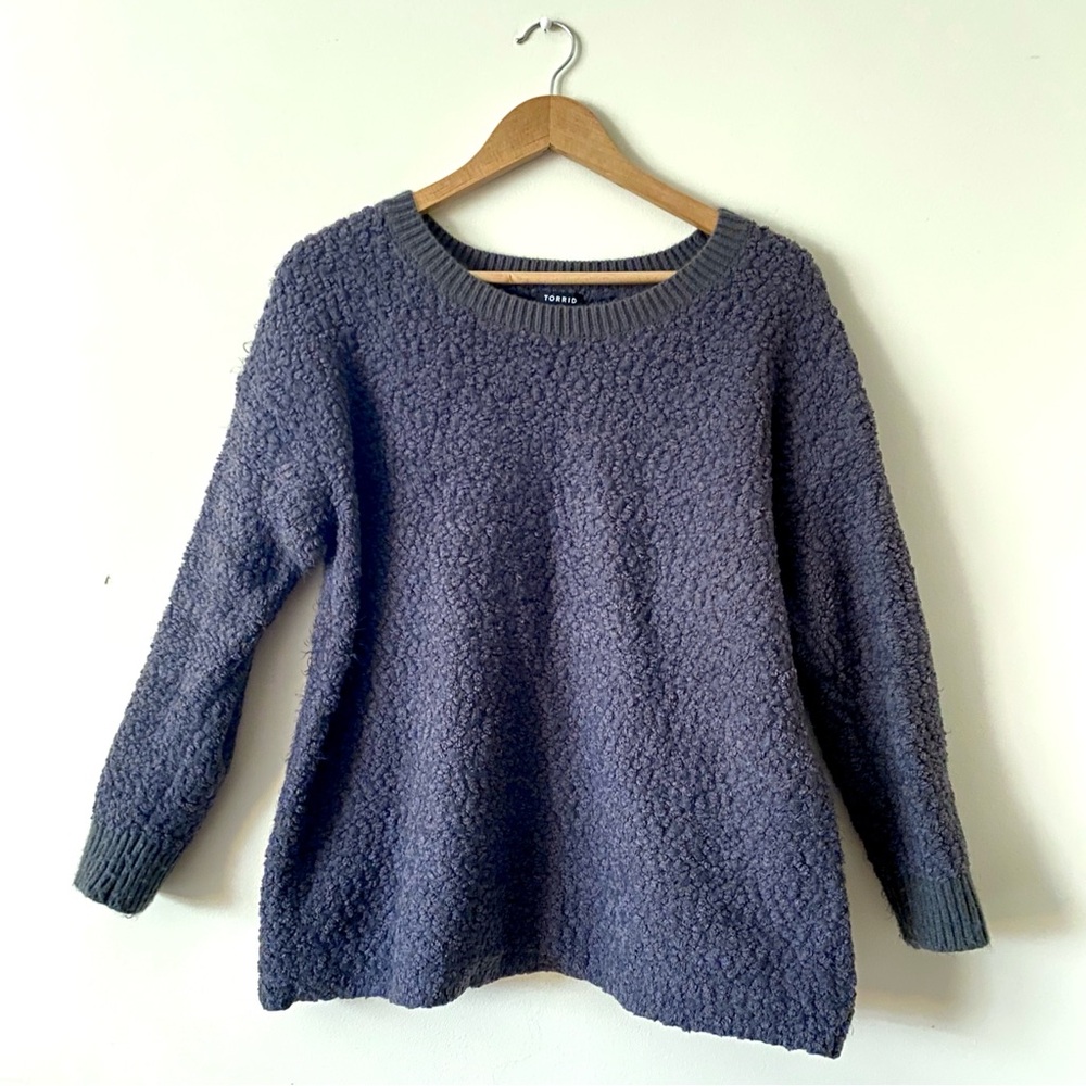 Torrid Gray Popcorn Pullover Drop Shoulder Sweater Sweatshirt Size 0 (L)